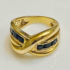 Genuine Blue Sapphire Infinity 925 Gold Women's Ring